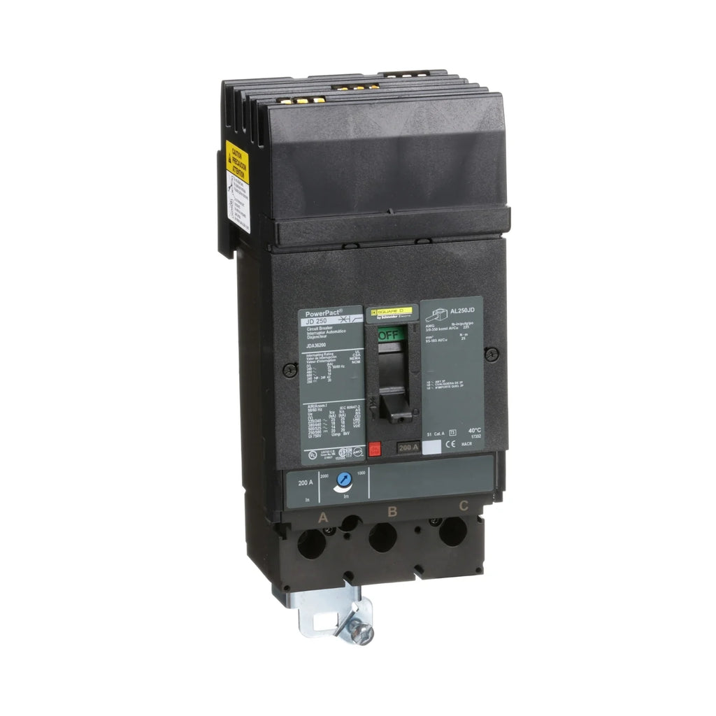 Square D JDA36200 200 Amp 3-Pole 600V Molded Case Circuit Breaker I-Line Plug-In