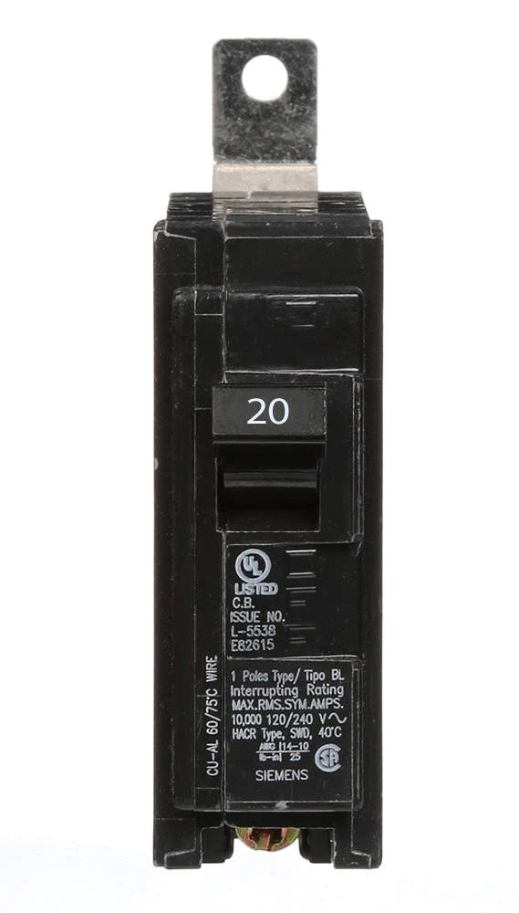 B120 - Siemens - 20 Amp Circuit Breaker Bolt-On - 20 Amp - 1 Pole - 120 Volt
