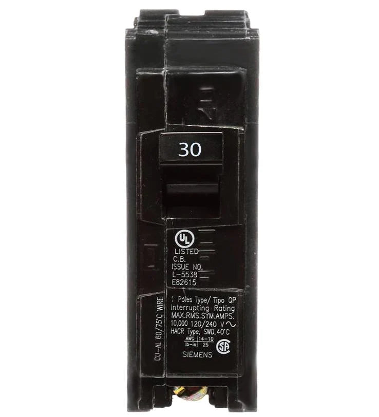 Q130 - Siemens - 30 Amp Circuit Breaker Plug-In - 30 Amp - 1 Pole - 120 Volt