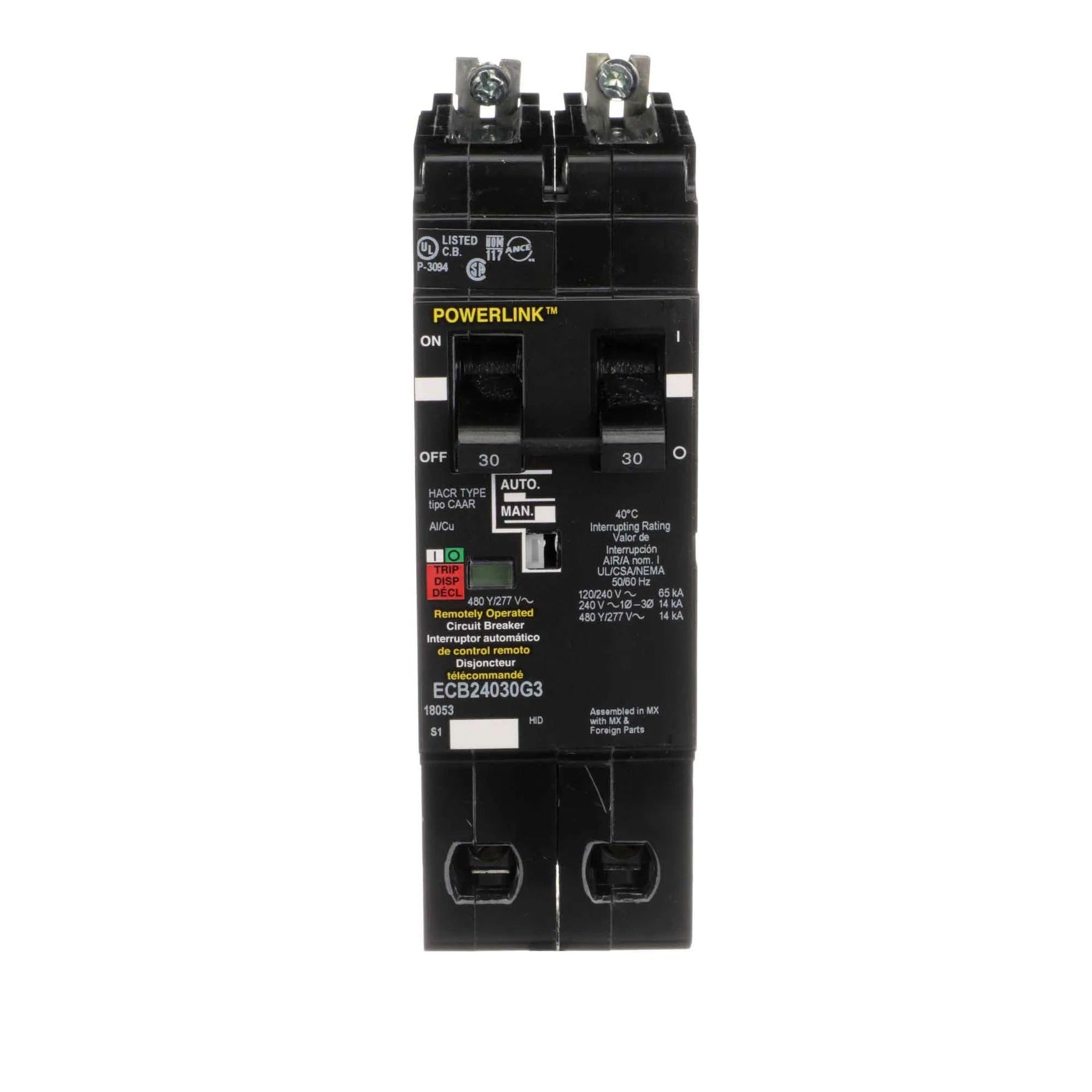 ECB24030G3 - Square D - Molded Case Circuit Breaker Bolt-On - 30 Amp - 2 Pole - 480 V