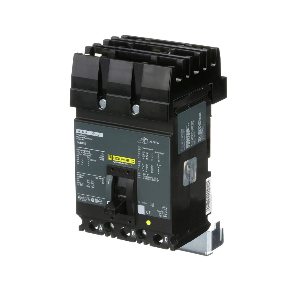 FA36020 - Square D - Molded Case Circuit Breaker | I-Line Plug-In | 20A 3-Pole 600V