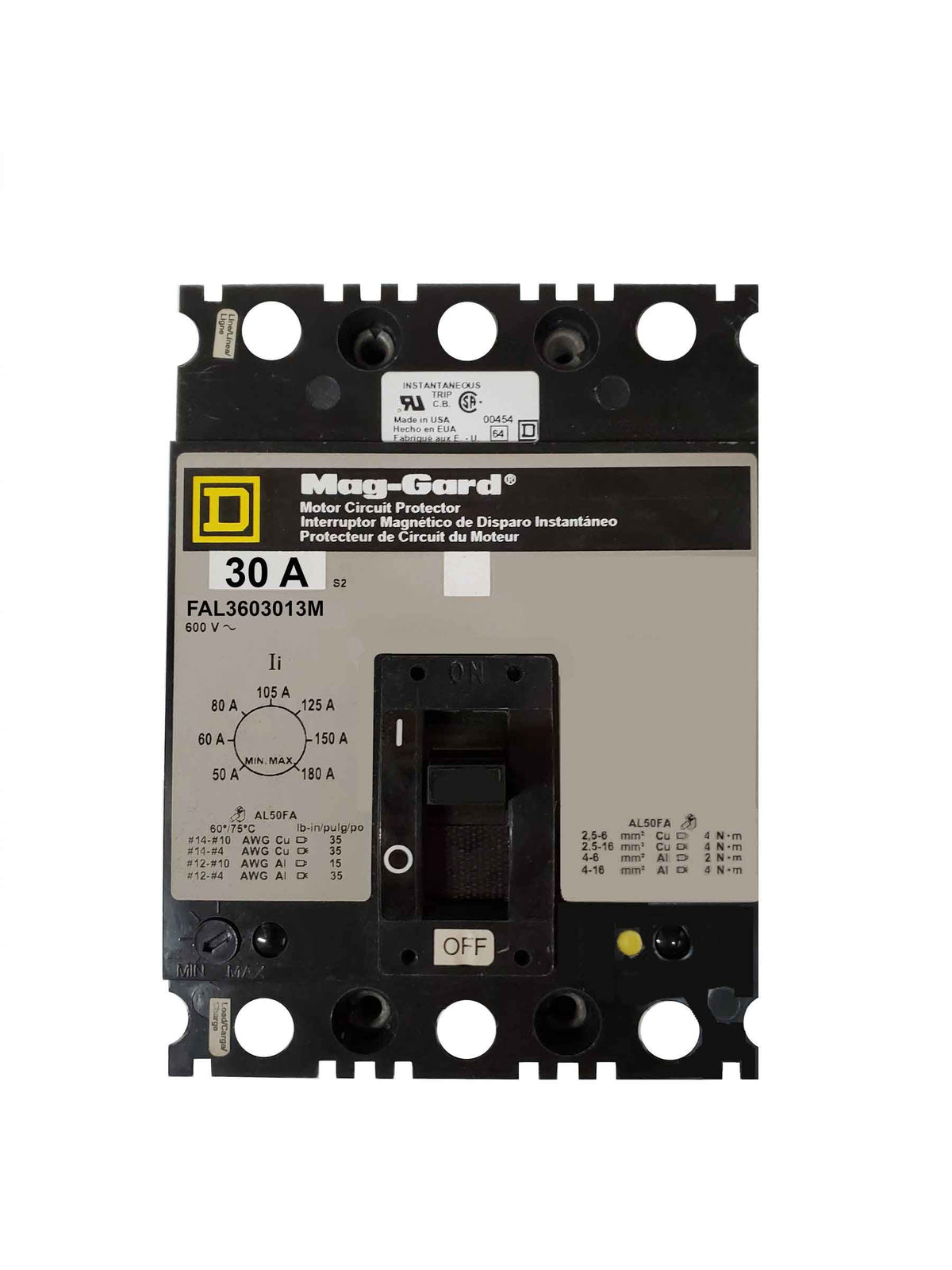 FAL3603013M - Square D - Molded Case Circuit Breakers Feed-Thru - 30 Amp - 3 Pole - 600 V