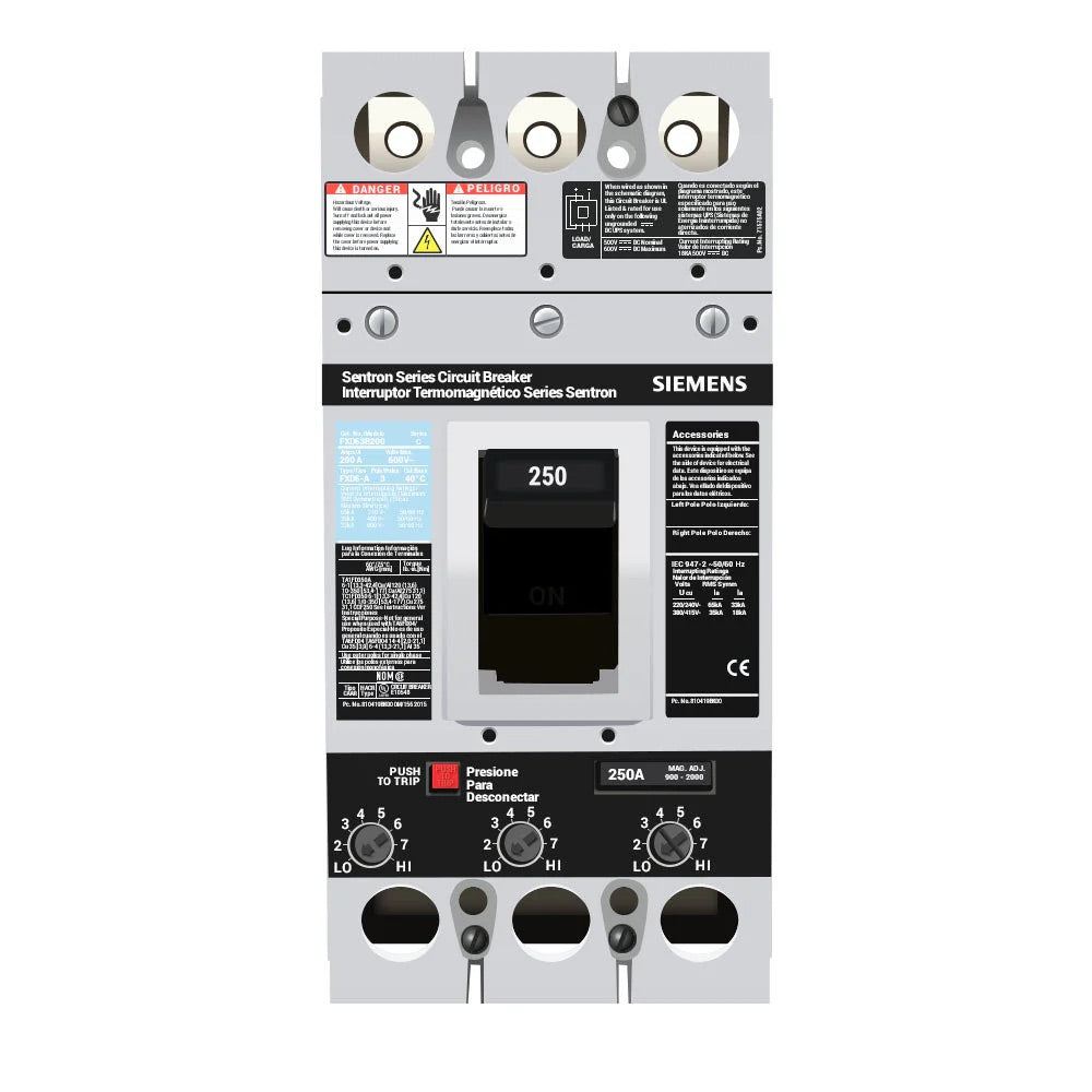 FXD63B250 - Siemens - Molded Case Circuit Breaker Bolt-On - 250 Amp - 3 Pole - 600 Volt