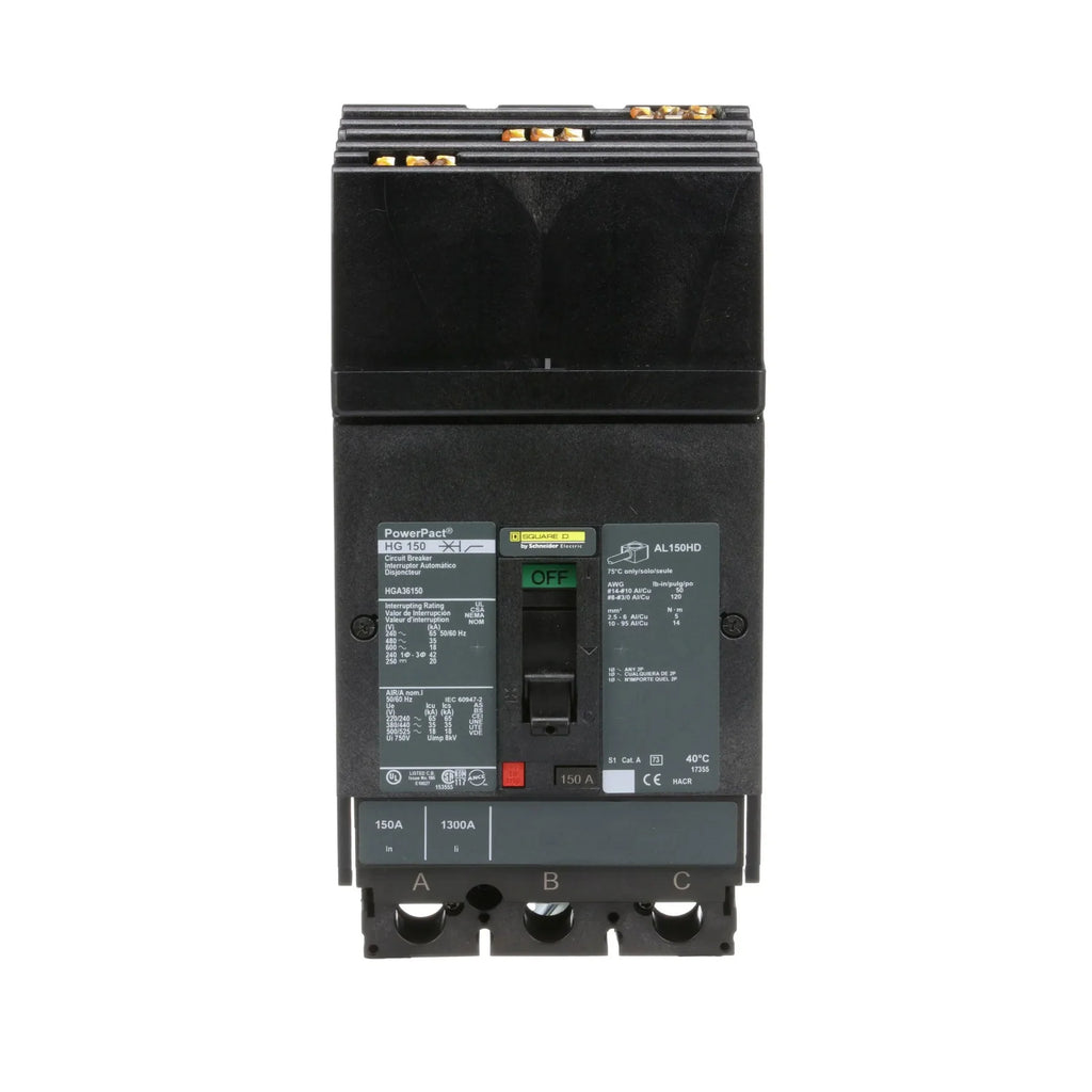 HGA36150 - Square D - Molded Case Circuit Breaker I-Line Plug-In - 150 Amp - 3 Pole - 600 Volt