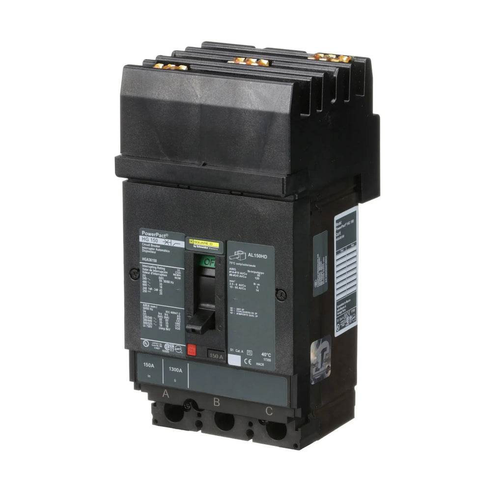 HGA36150 - Square D - Molded Case Circuit Breaker I-Line Plug-In - 150 Amp - 3 Pole - 600 Volt