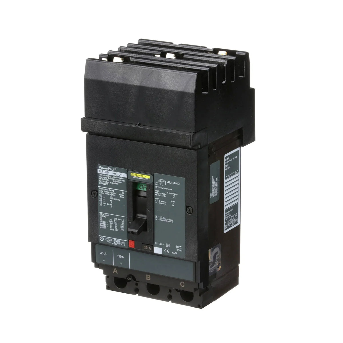 HJA36030 - Square D - Molded Case Circuit Breaker I-Line Plug-In - 30 Amp - 3 Pole - 600 Volt