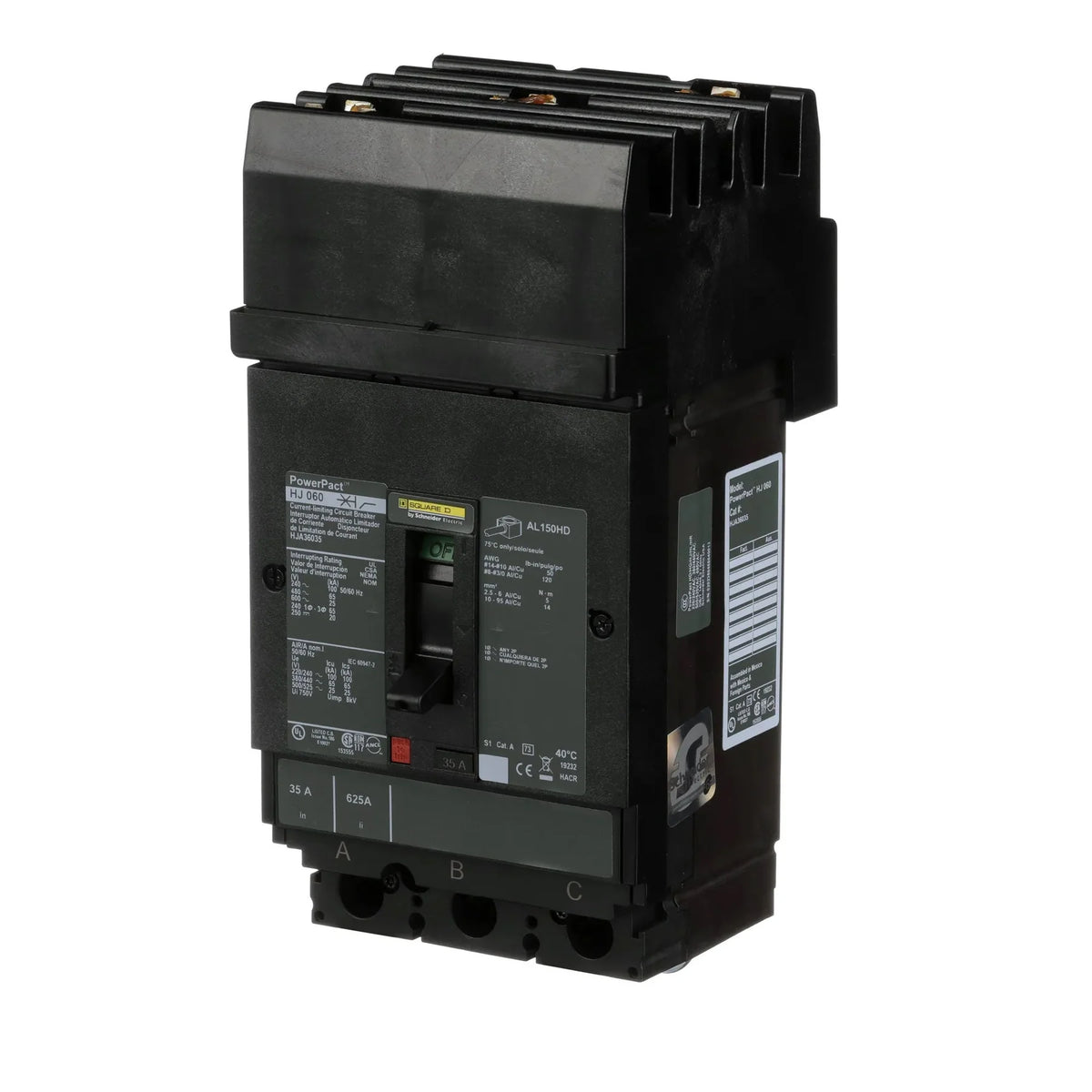 HJA36035 - Square D - Molded Case Circuit Breaker I-Line Plug-In - 35 Amp - 3 Pole - 600 Volt