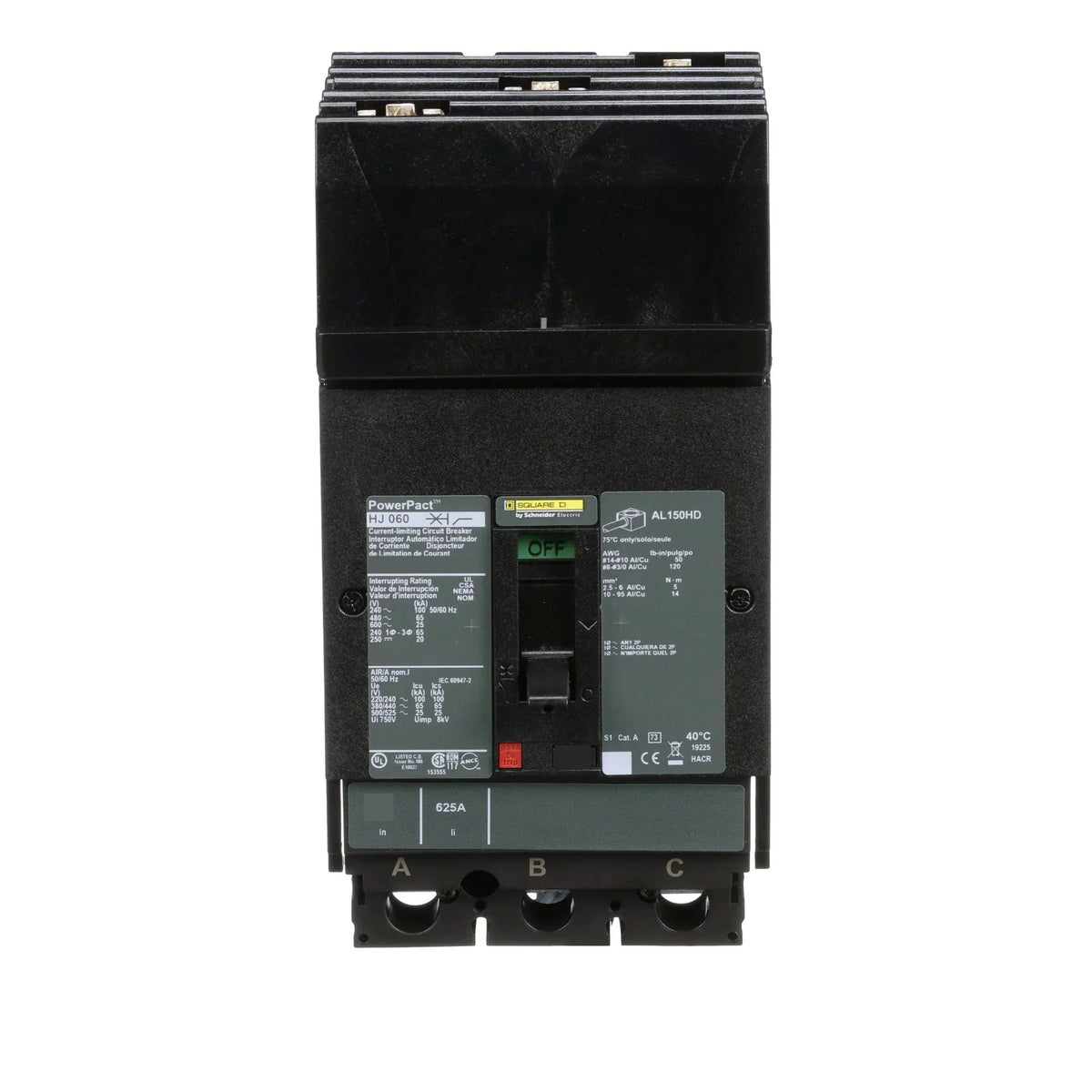 HGA36045 - Square D - Molded Case Circuit Breaker I-Line Plug-In - 45 Amp - 3 Pole - 600 Volt
