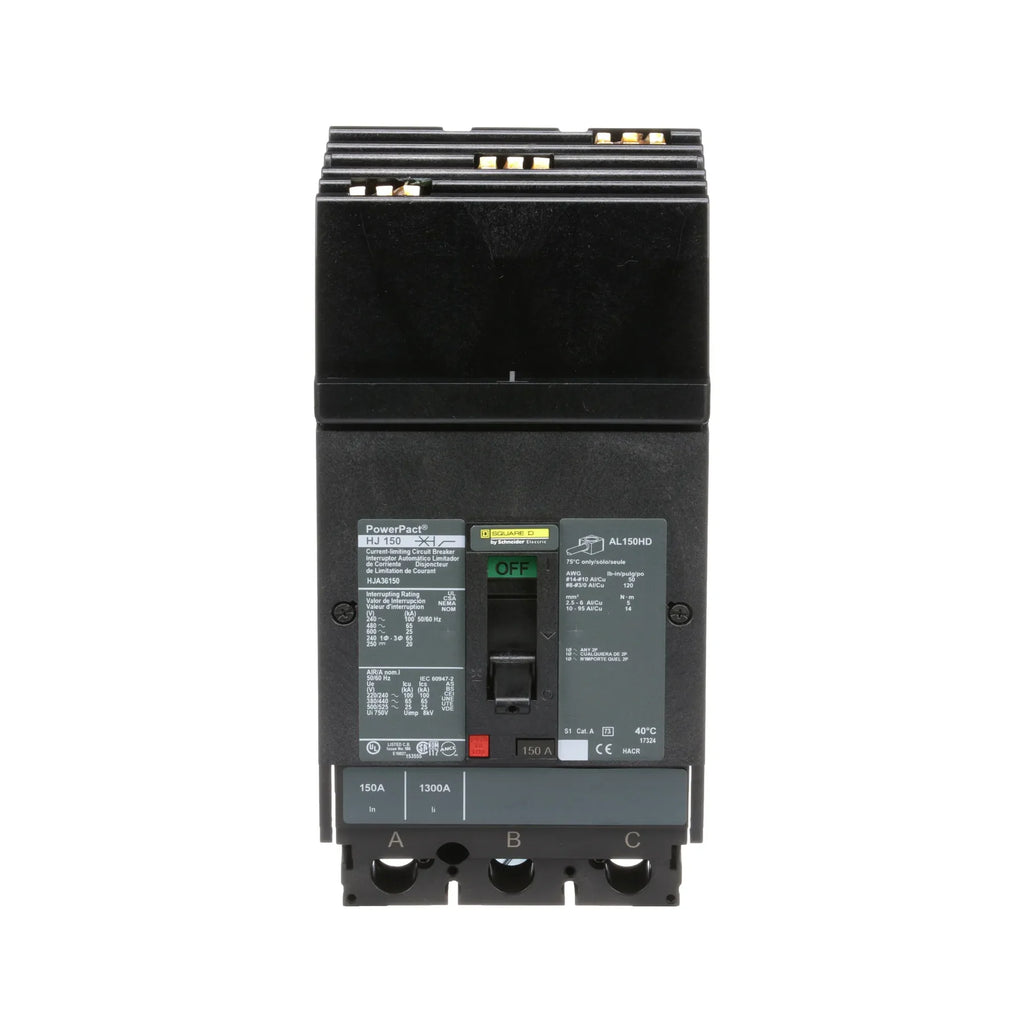 SQUARE D HJA36150 3 Pole Non-Interchangeable Trip Thermal Magnetic Circuit Breakers