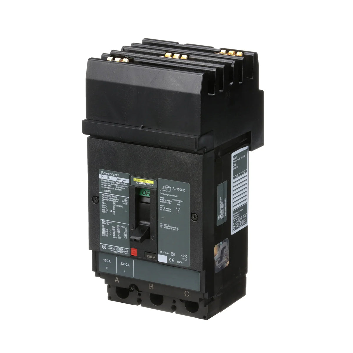 SQUARE D HJA36150 3 Pole Non-Interchangeable Trip Thermal Magnetic Circuit Breakers