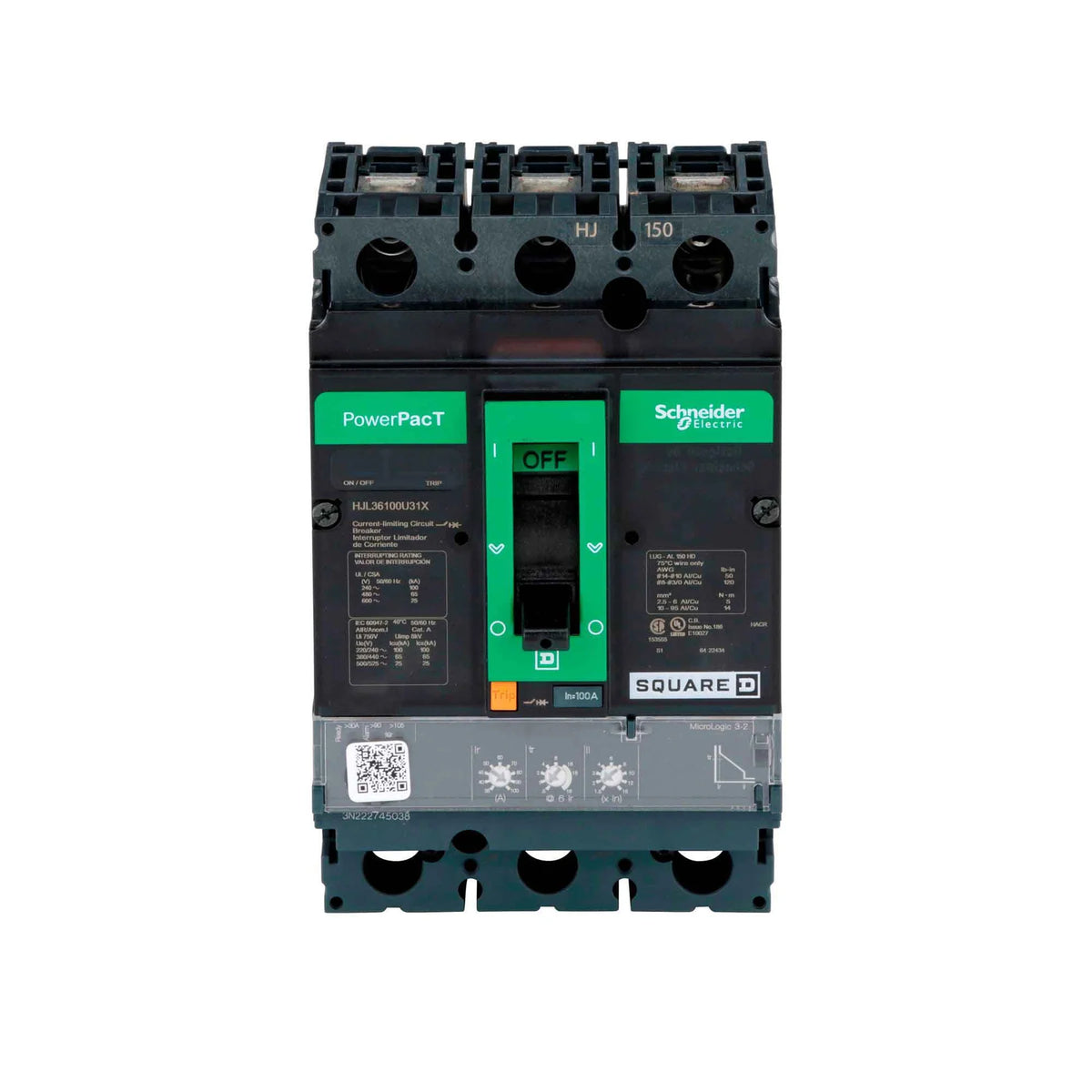 HJL36100U31X - Square D - Molded Case Circuit Breakers Feed-Thru - 100 Amp - 3 Pole - 600 V