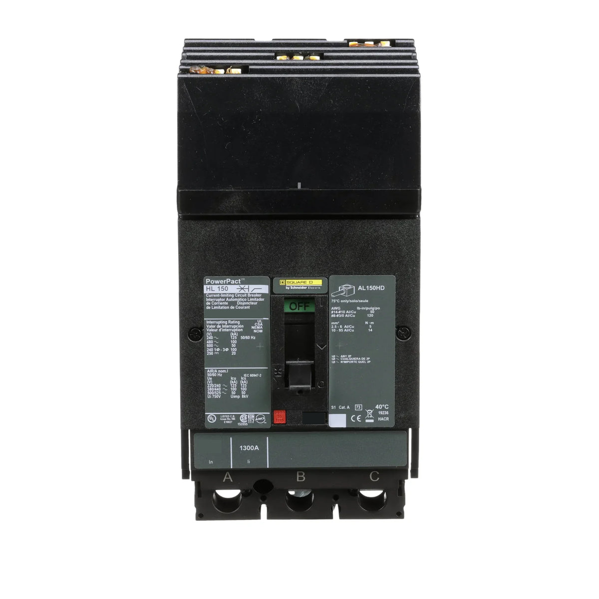 HLA36045 - Square D - Molded Case Circuit Breakers I-Line Style Plug-In - 45 Amp - 3 Pole - 600 V
