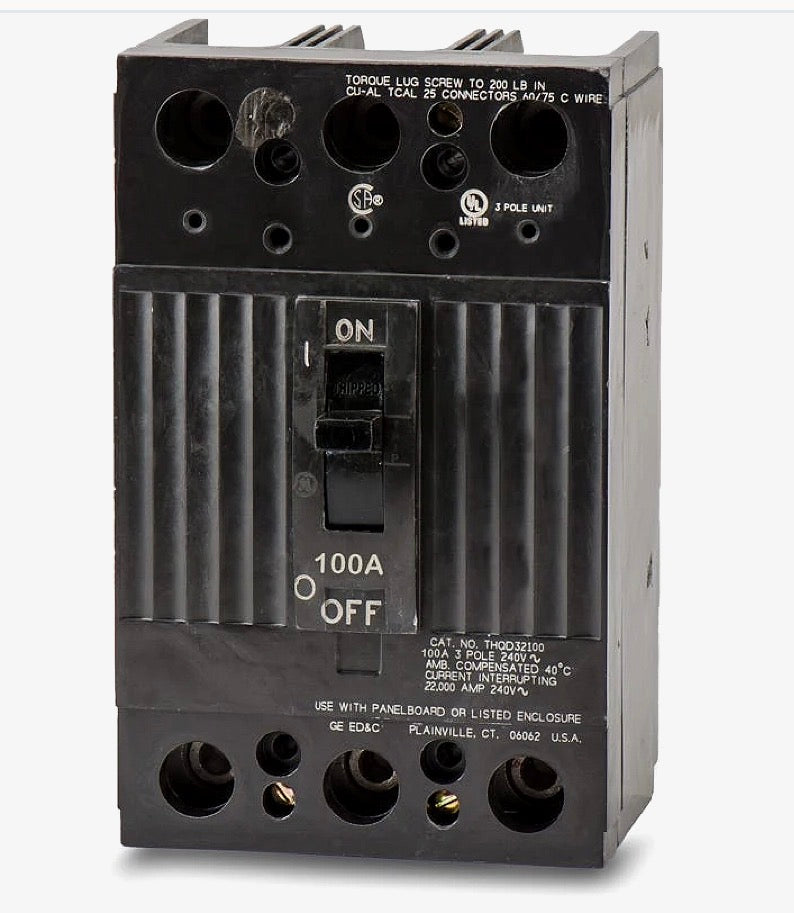 THQD32100WL - GE - Molded Case Circuit Breaker Feed-Thru - 100 Amp - 3 Pole - 240 Volt