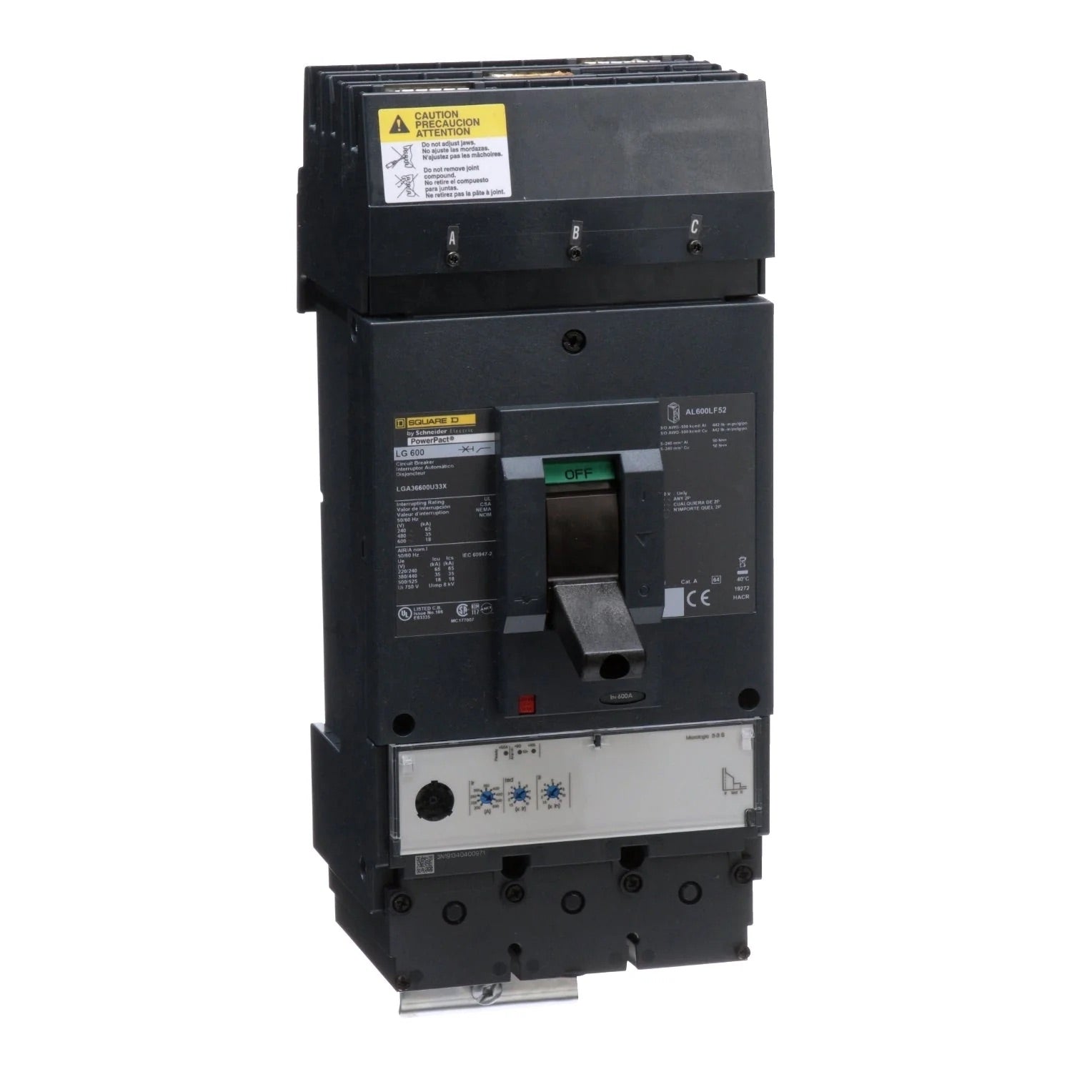 LGA36600U33X - Square D - Molded Case Circuit Breaker I-Line Plug-In - 600 Amp - 3 Pole - 600 Volt