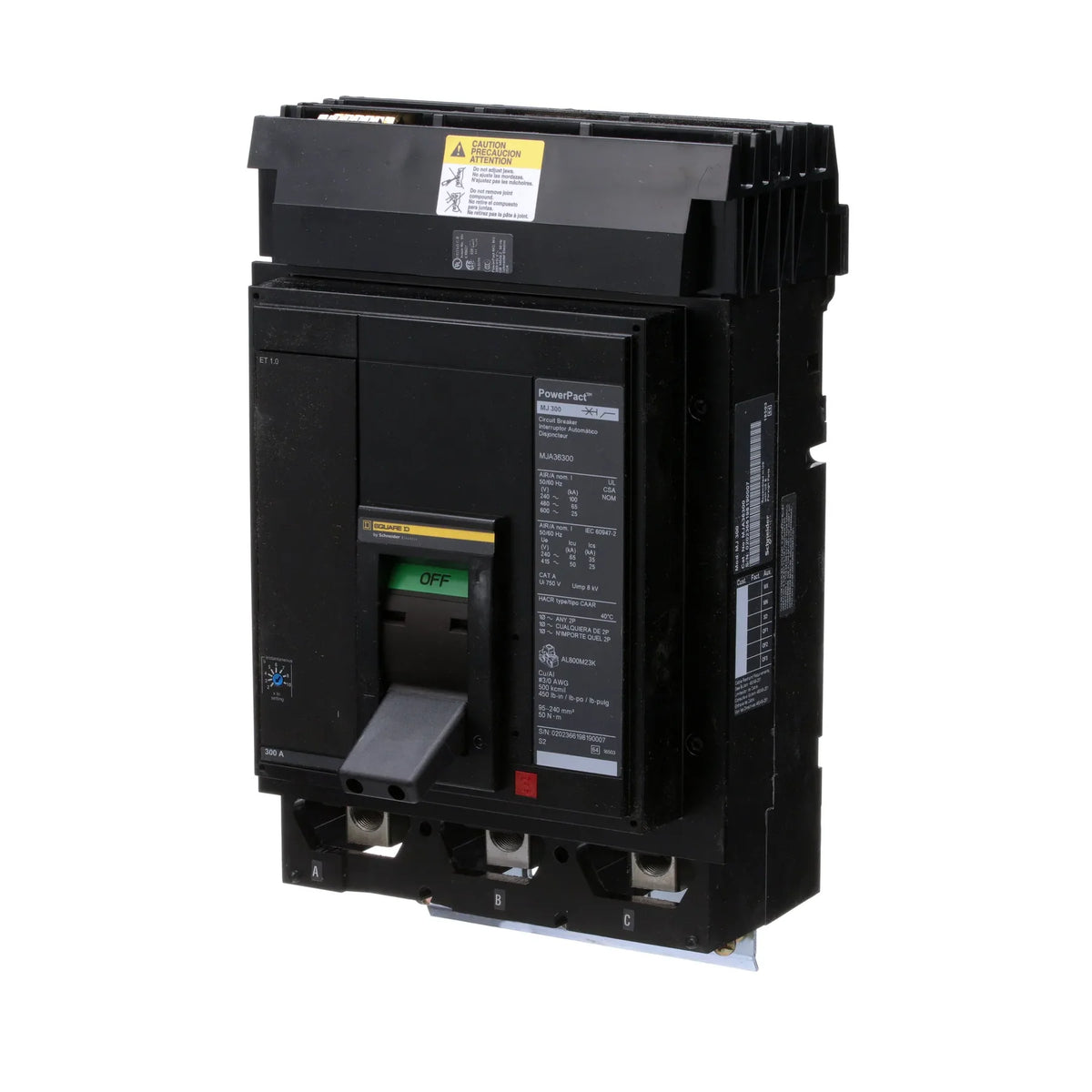 MJA36300 - Square D - Molded Case Circuit Breaker I-Line Plug-In - 300 Amp - 3 Pole - 600 Volt
