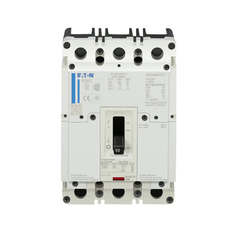 PDG23G0090TFFJ - Eaton - Molded Case Circuit Breakers Feed-Thru - 90 Amp - 3 Pole - 600 Volt