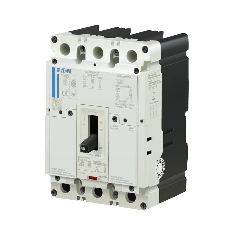 Eaton - PDG23G0090TFFJ – 90A 3-Pole 600V 65kA Power Defense Feed-Thru Circuit Breaker