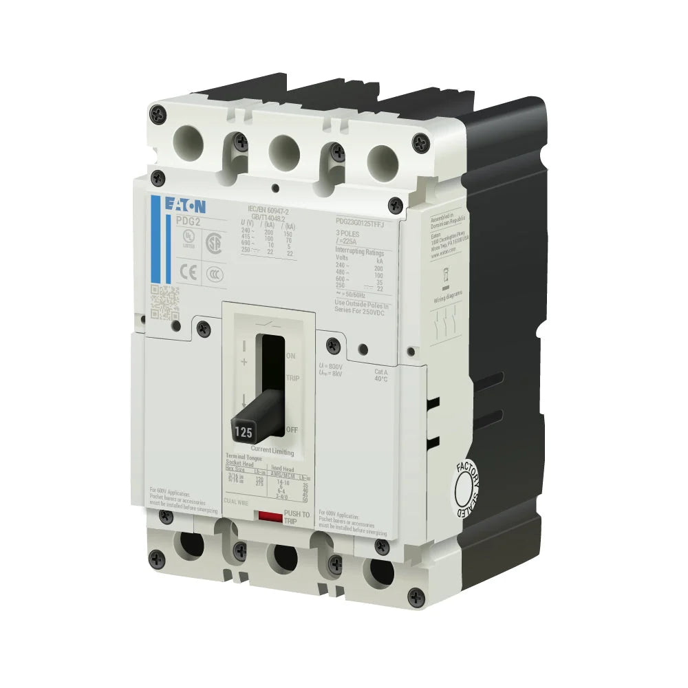 PDG23G0125TFFL - Eaton - Molded Case Circuit Breakers Feed-Thru - 125 Amp - 3 Pole - 600 Volt