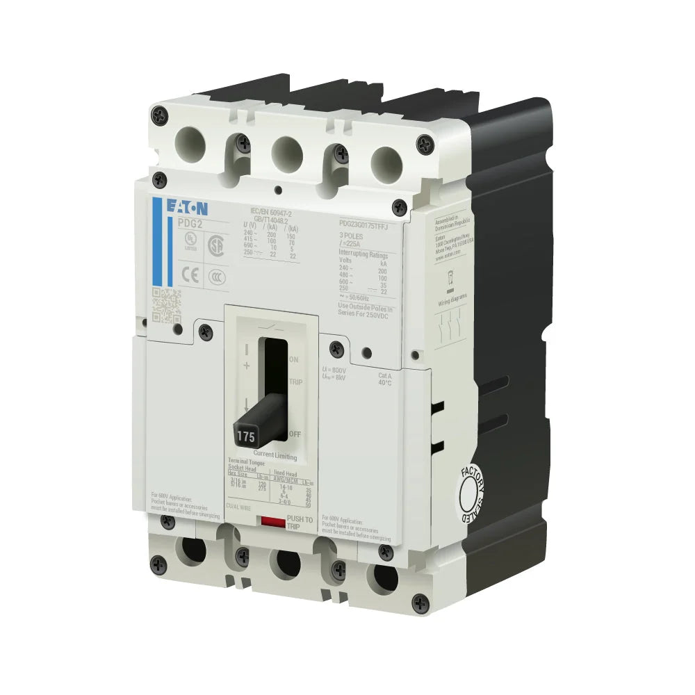 PDG23G0175TFFJ - Eaton - Molded Case Circuit Breakers Feed-Thru - 175 Amp - 3 Pole - 600 Volt