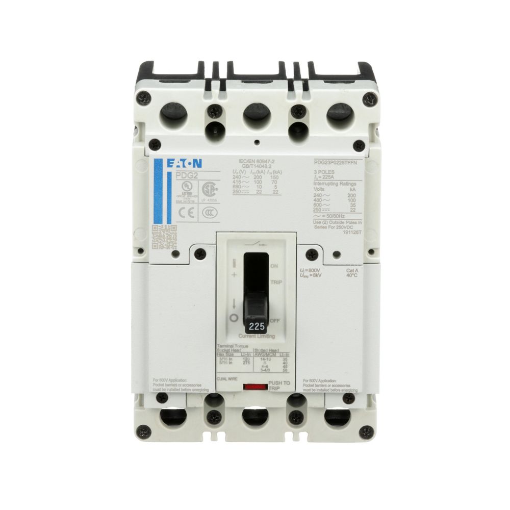 PDG23M0110TFFL - Eaton - Molded Case Circuit Breakers Feed-Thru - 110 Amp - 3 Pole - 600 Volt