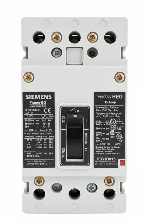 HEG3B015 Circuit Breaker | 600V 15A 3P 65kA@480V Bolt-On VL Series