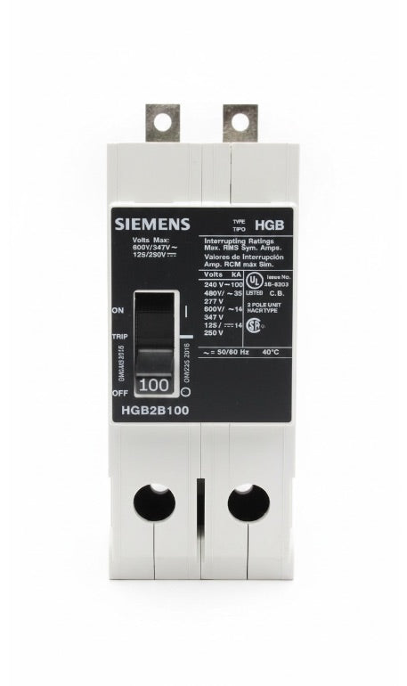 HGB2B100 - Siemens - Molded Case Circuit Breaker Bolt-On - 100 Amp - 2 Pole - 600 Volt