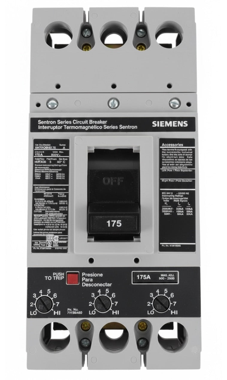 HHFXD63B175 - Siemens - Molded Case Circuit Breaker Bolt-On - 175 Amp - 3 Pole - 600 Volt
