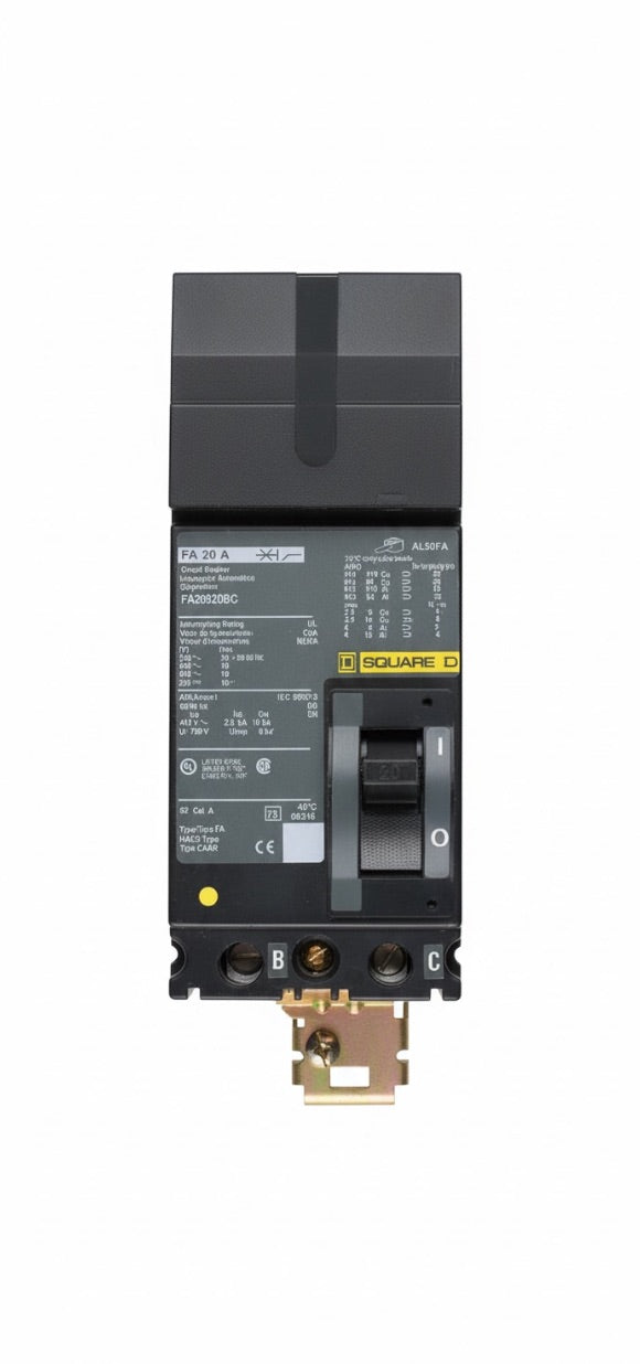 FA26020BC - Square D - Circuit Breaker I-Line PlugIn - 20 Amp - 2 Pole - 600 Volt