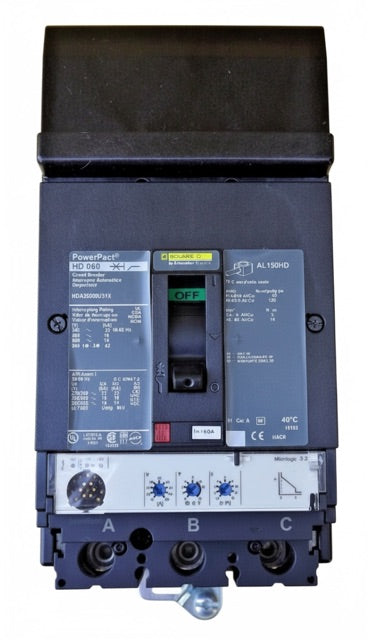 HDA36060U31X - Square D - Molded Case Circuit Breakers I-Line Style Plug-In - 60 Amp - 3 Pole - 600 V