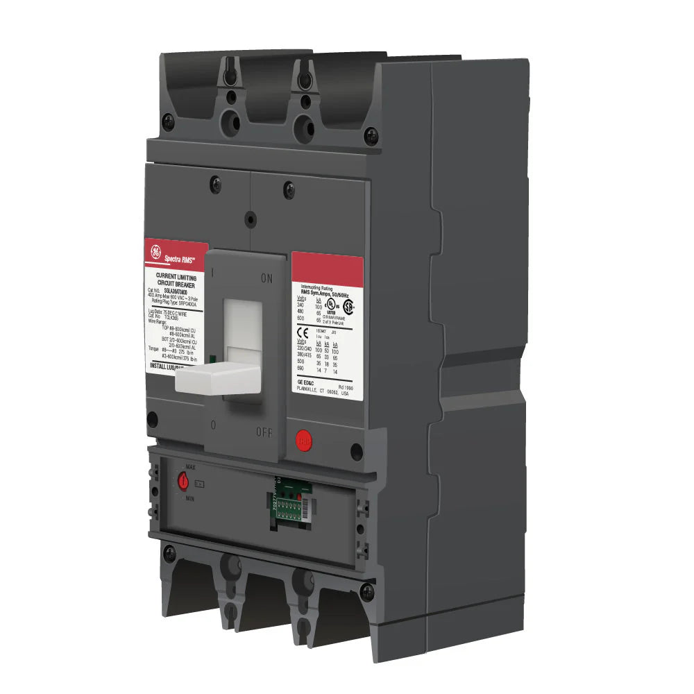 GE SGLA36AT0400 Spectra RMS Molded Case Circuit Breaker – 400 Amp, 3-Pole, 600V, Bolt-On