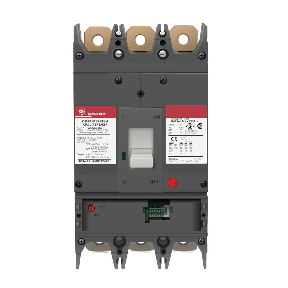 GE SGLA36AT0400 Spectra RMS Molded Case Circuit Breaker – 400 Amp, 3-Pole, 600V, Bolt-On