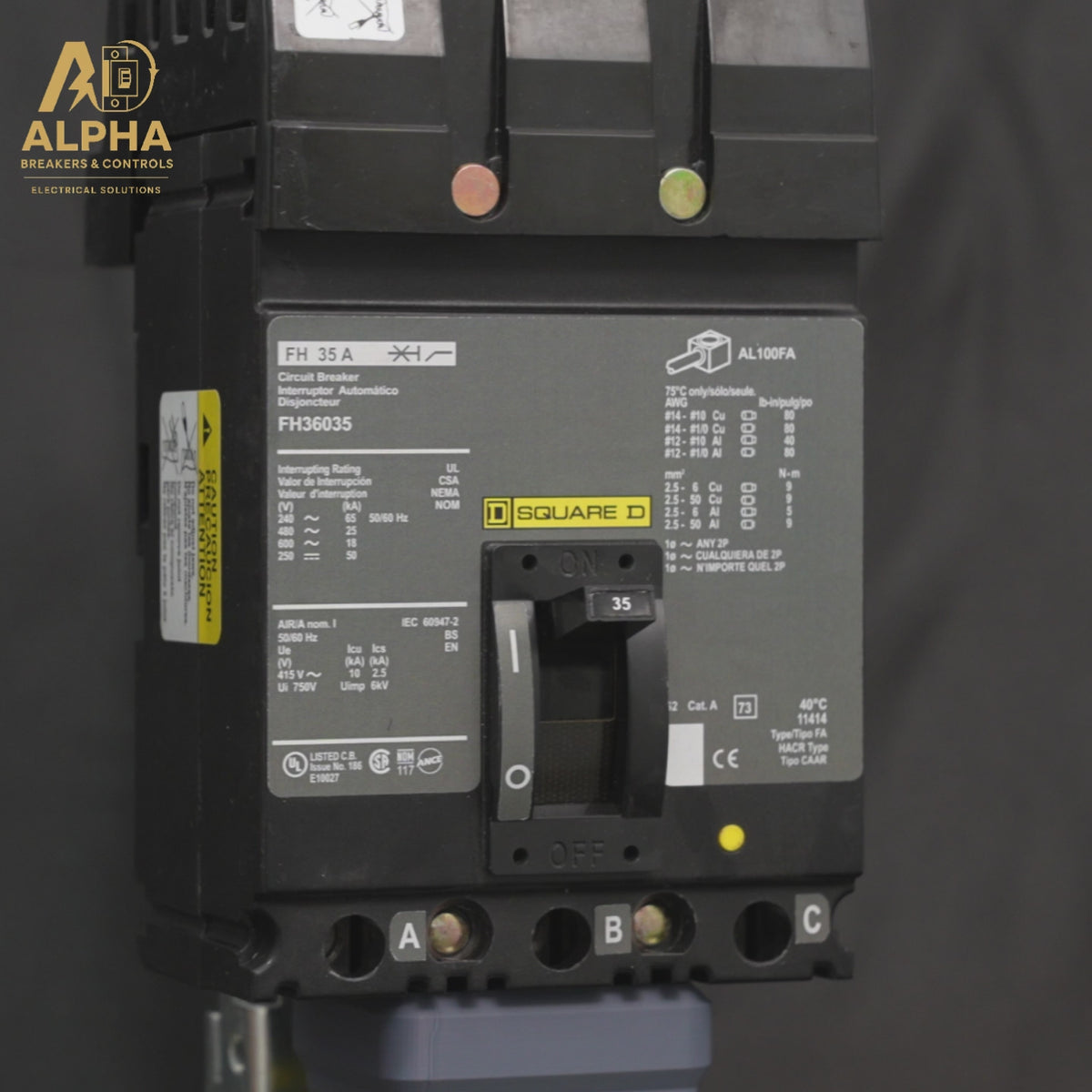 FH36035 - Square D - Molded Case Circuit Breaker – 35A, 3-Pole, 600V I-Line Plug-In