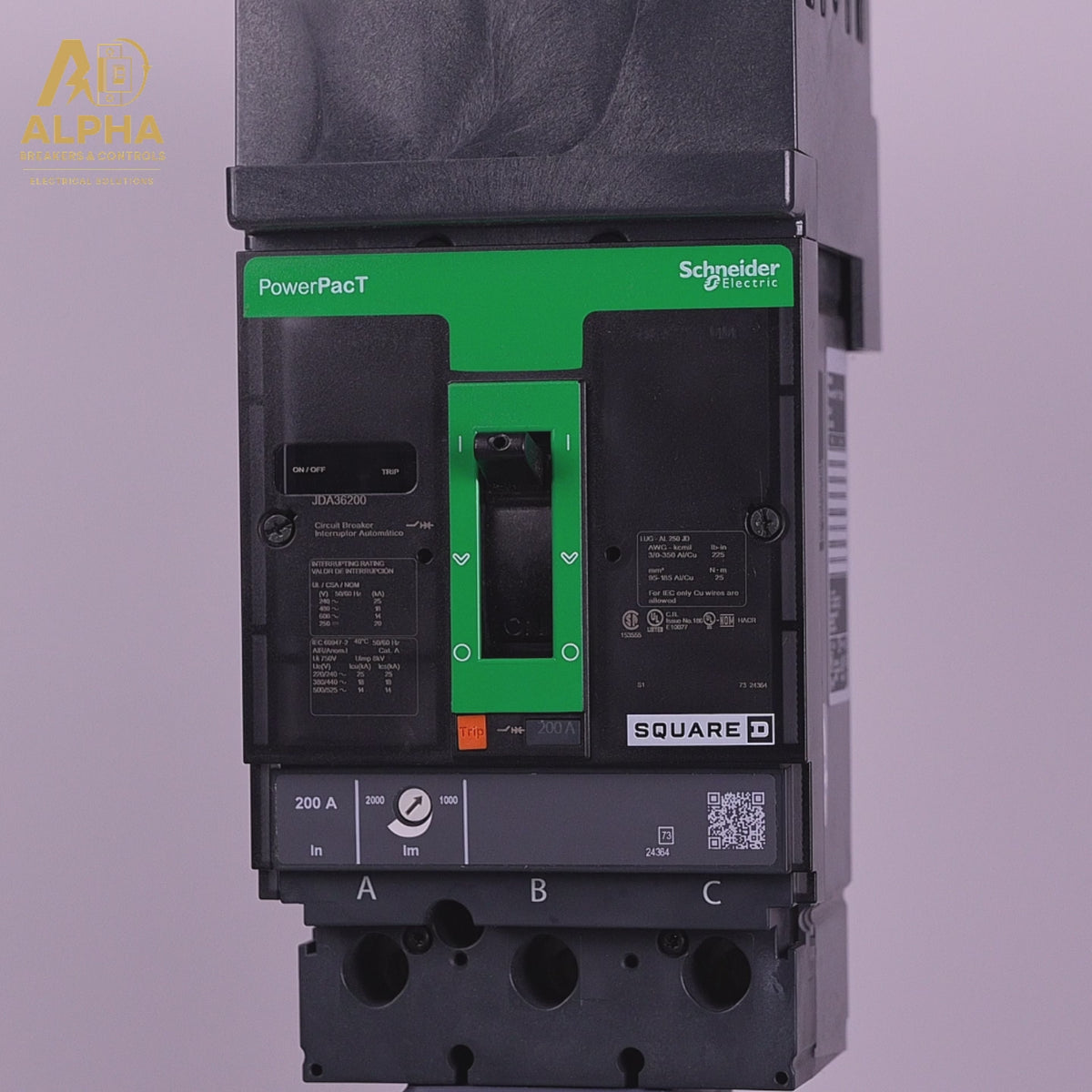 JDA36200 - Square D - Molded Case Circuit Breaker I-Line Plug-In - 200 Amp - 3 Pole - 600 Volt