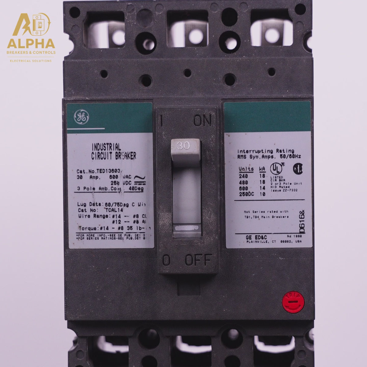 TED136030 - GE - E150 Bolt-On Molded Case Circuit Breaker - 30 Amp - 3 Pole - 600 Volt