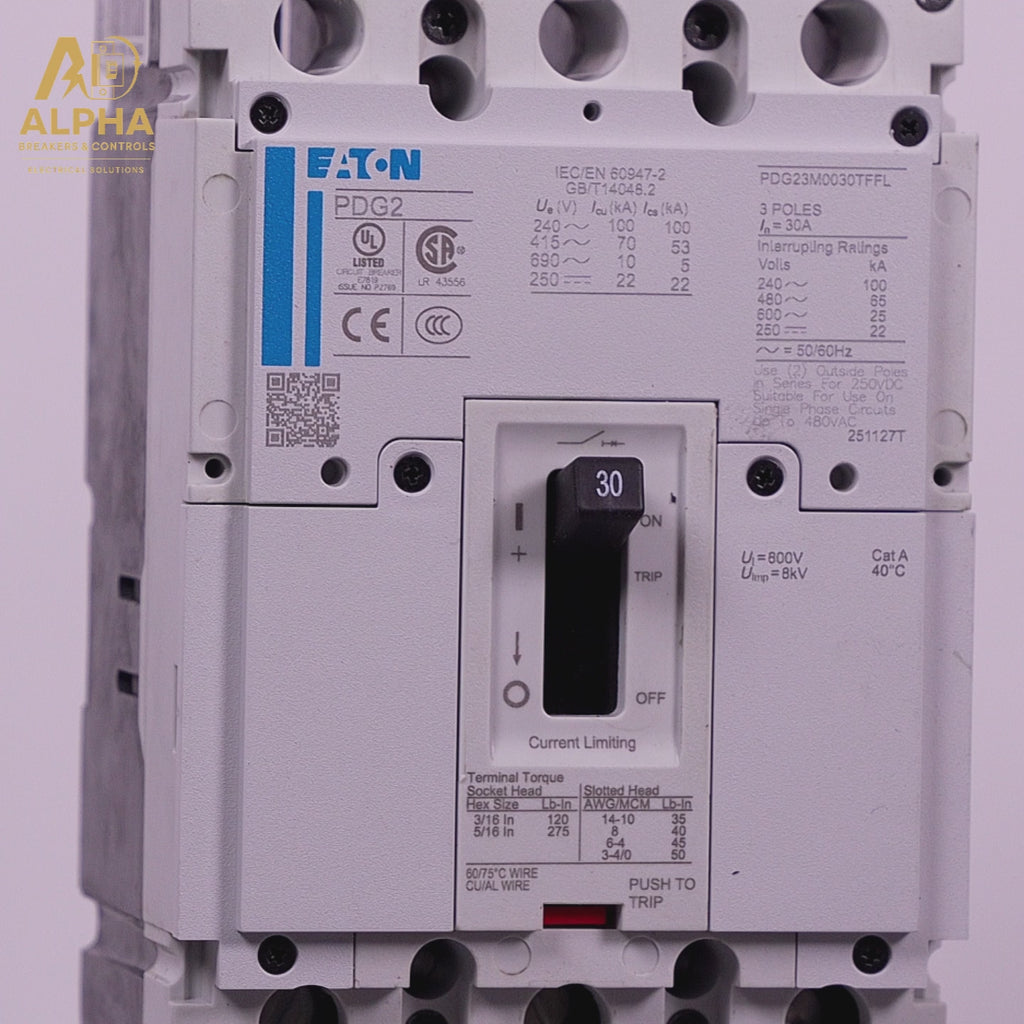 PDG23M0030TFFL - Eaton - Power Defense Molded Case Circuit Breaker | 30A 3-Pole 600V Feed-Thru