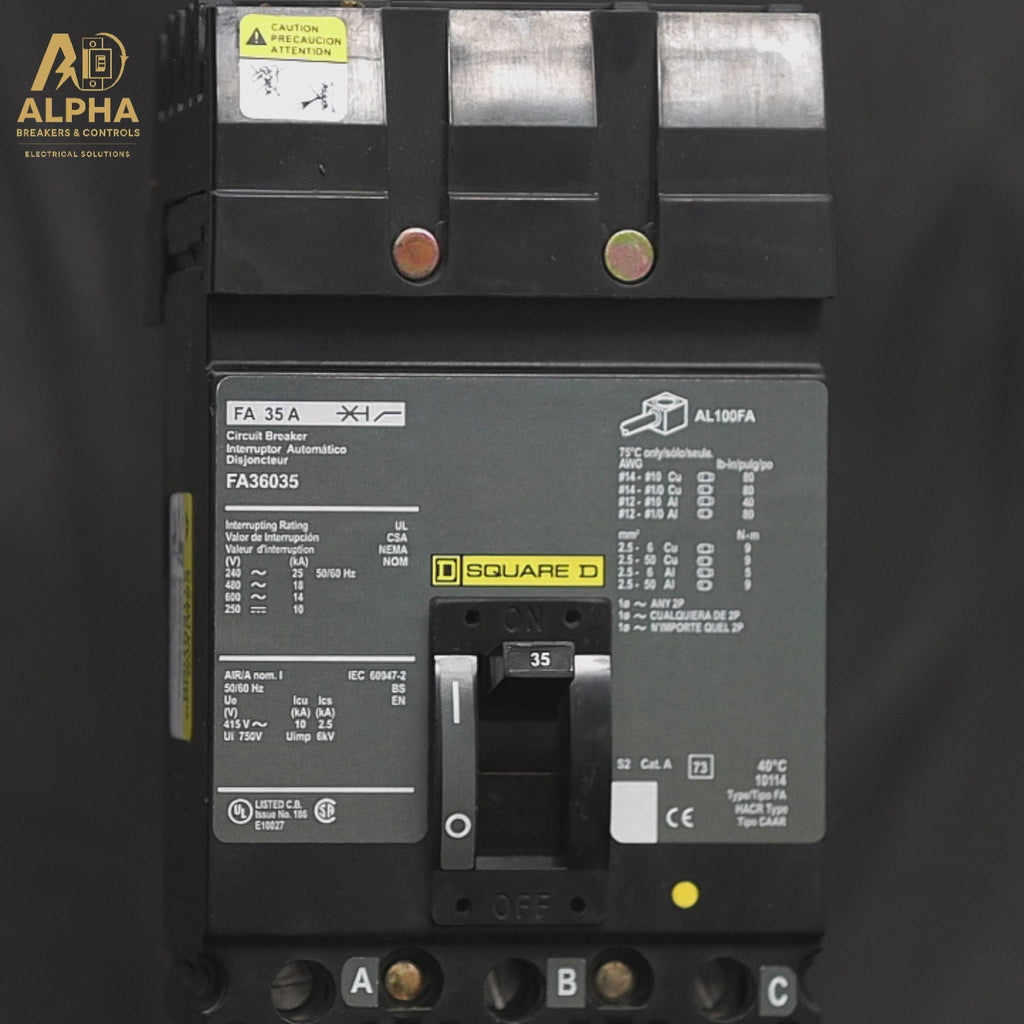 FA36035 - Square D - Molded Case Circuit Breakers I-Line Style Plug-In - 35 Amp - 3 Pole - 600 V