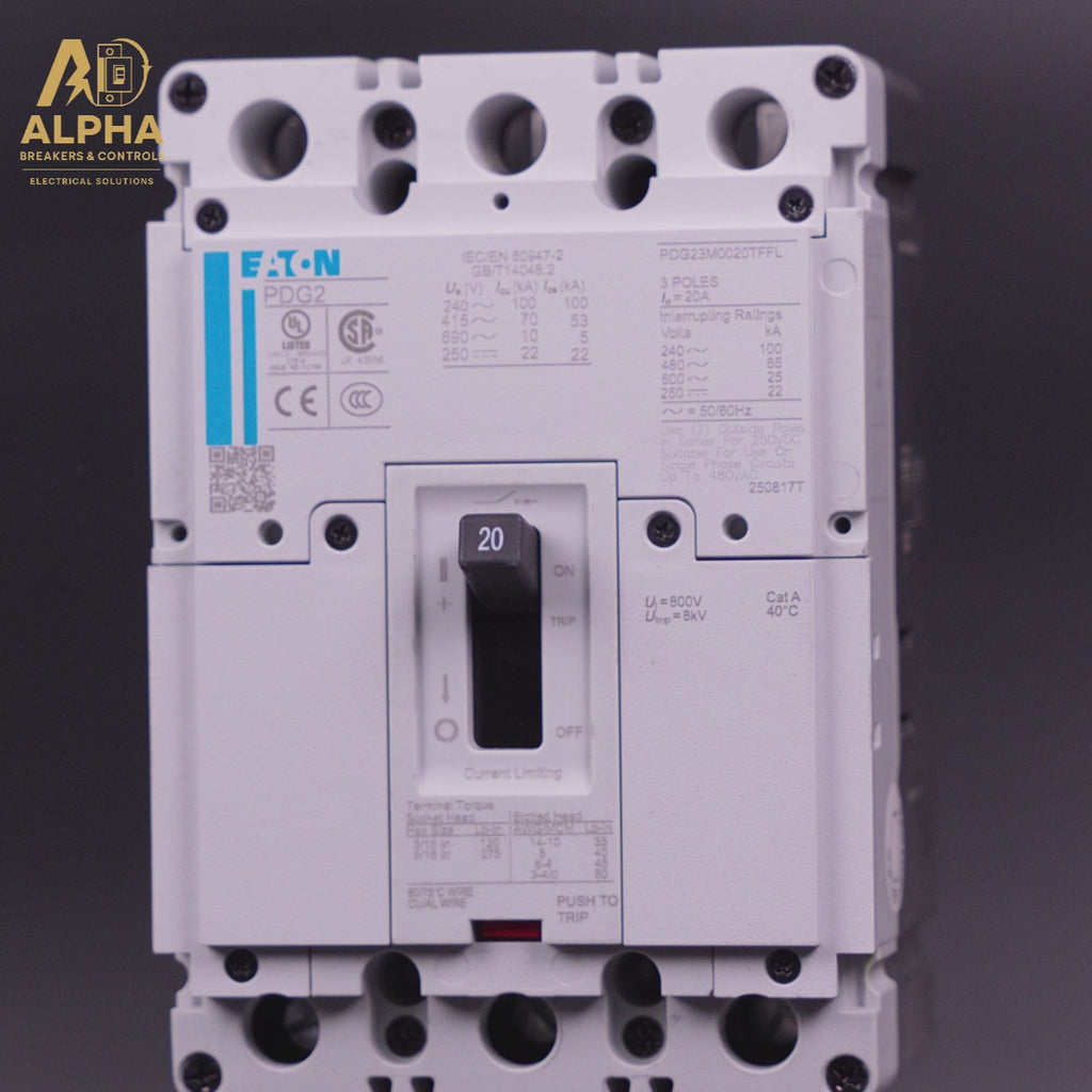 PDG23M0020TFFL - Eaton - Power Defense 20A 3-Pole 600V Molded Case Circuit Breaker (Feed-Thru)