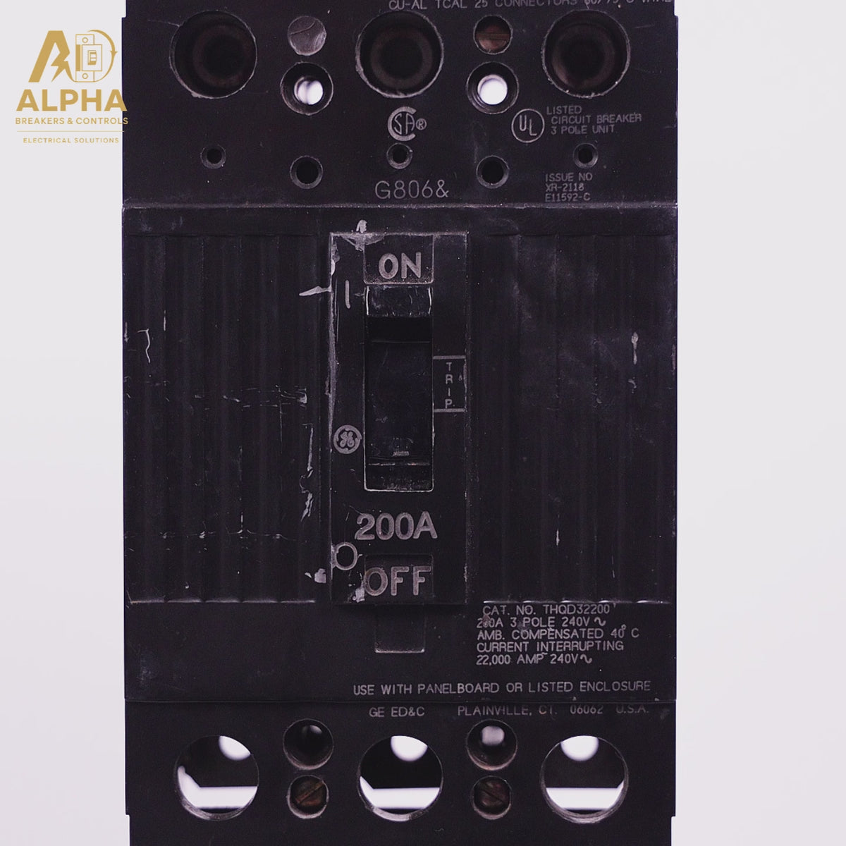 THQD32200 - GE - 200A 3-Pole 240V High IC Feed-Thru Molded Case Circuit Breaker
