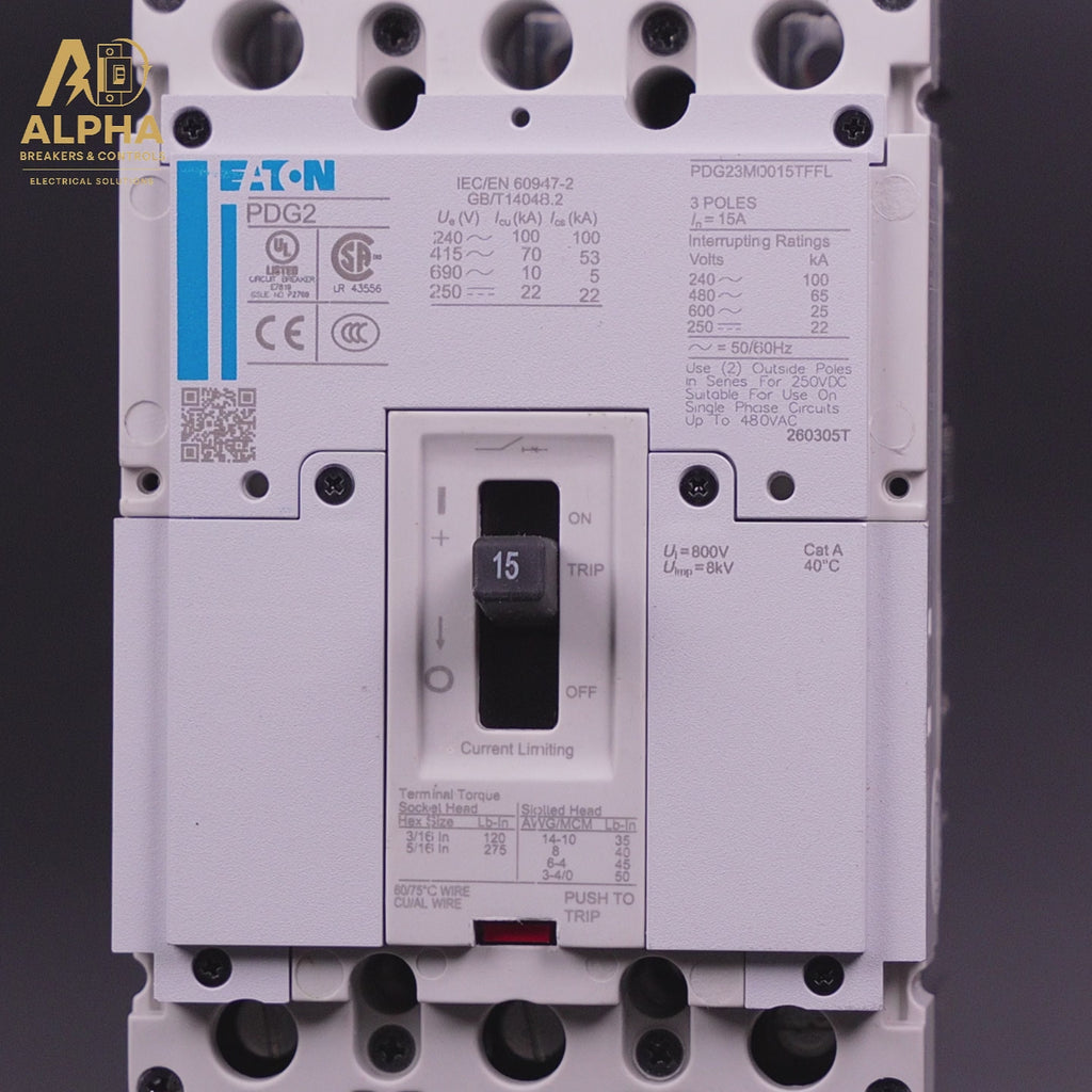 PDG23M0015TFFL - Eaton - 15A 3-Pole 600V Feed-Thru Molded Case Circuit Breaker (MCCB) | Power Defense