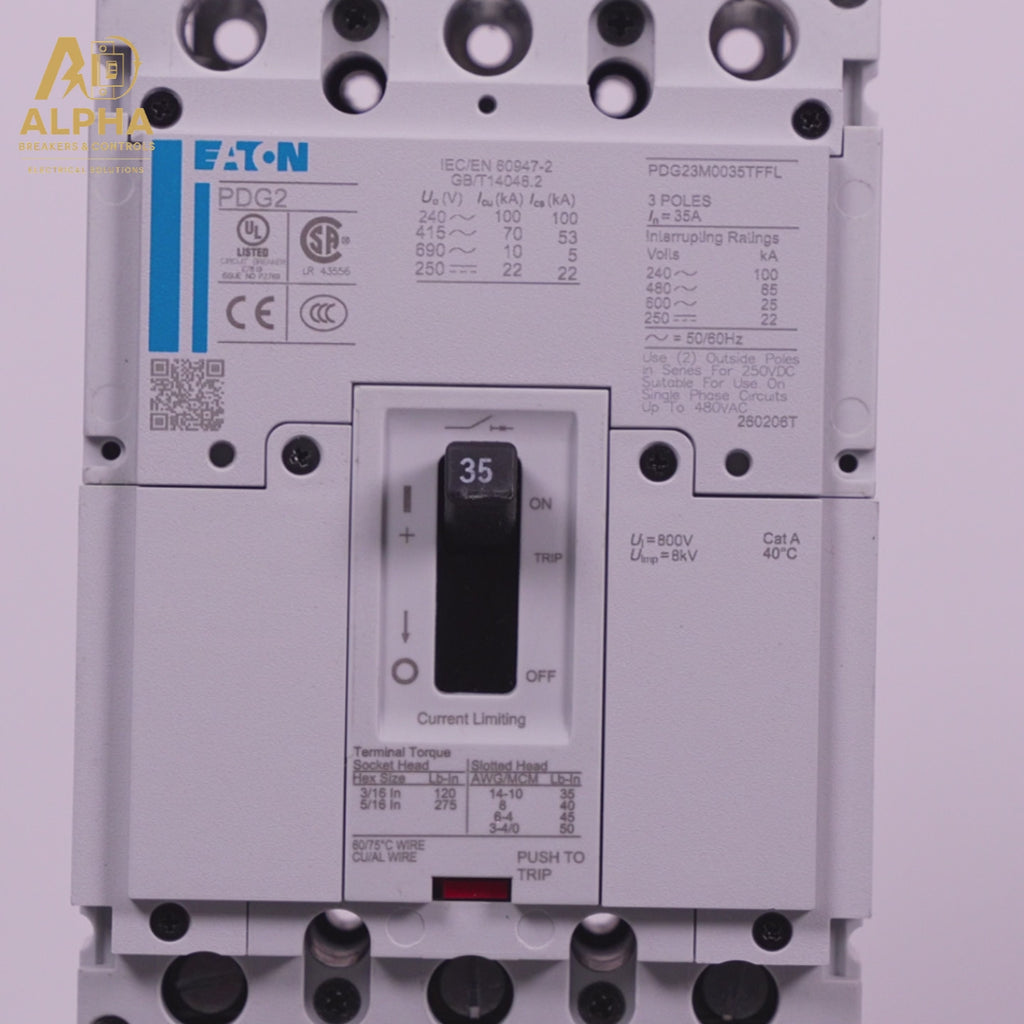 PDG23M0035TFFJ - Eaton - 35A 3-Pole 600V 65kA Power Defense Feed-Thru Circuit Breaker