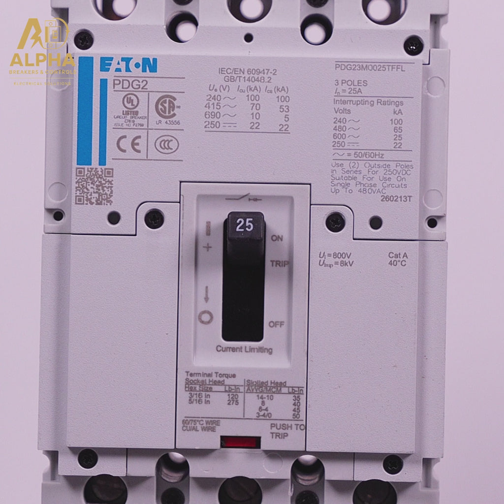 PDG23M0025TFFL - Eaton - Power Defense Molded Case Circuit Breaker | 25A 3-Pole 600V Feed-Thru