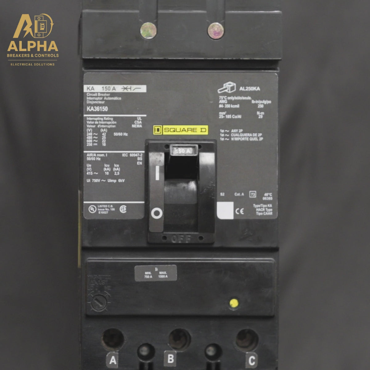 KA36150 - Square D - Molded Case Circuit Breaker | 150A 3-Pole 600V I-Line Plug-In