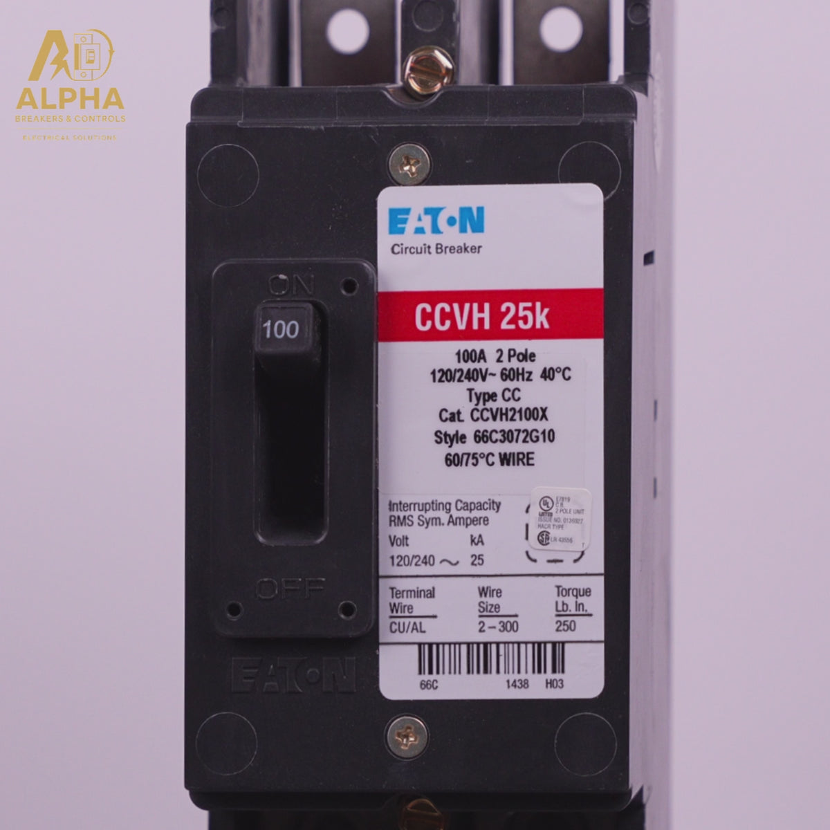 CCVH2100X - Eaton - 100A 2-Pole 240V Feed-Thru Tenant Main Circuit Breaker