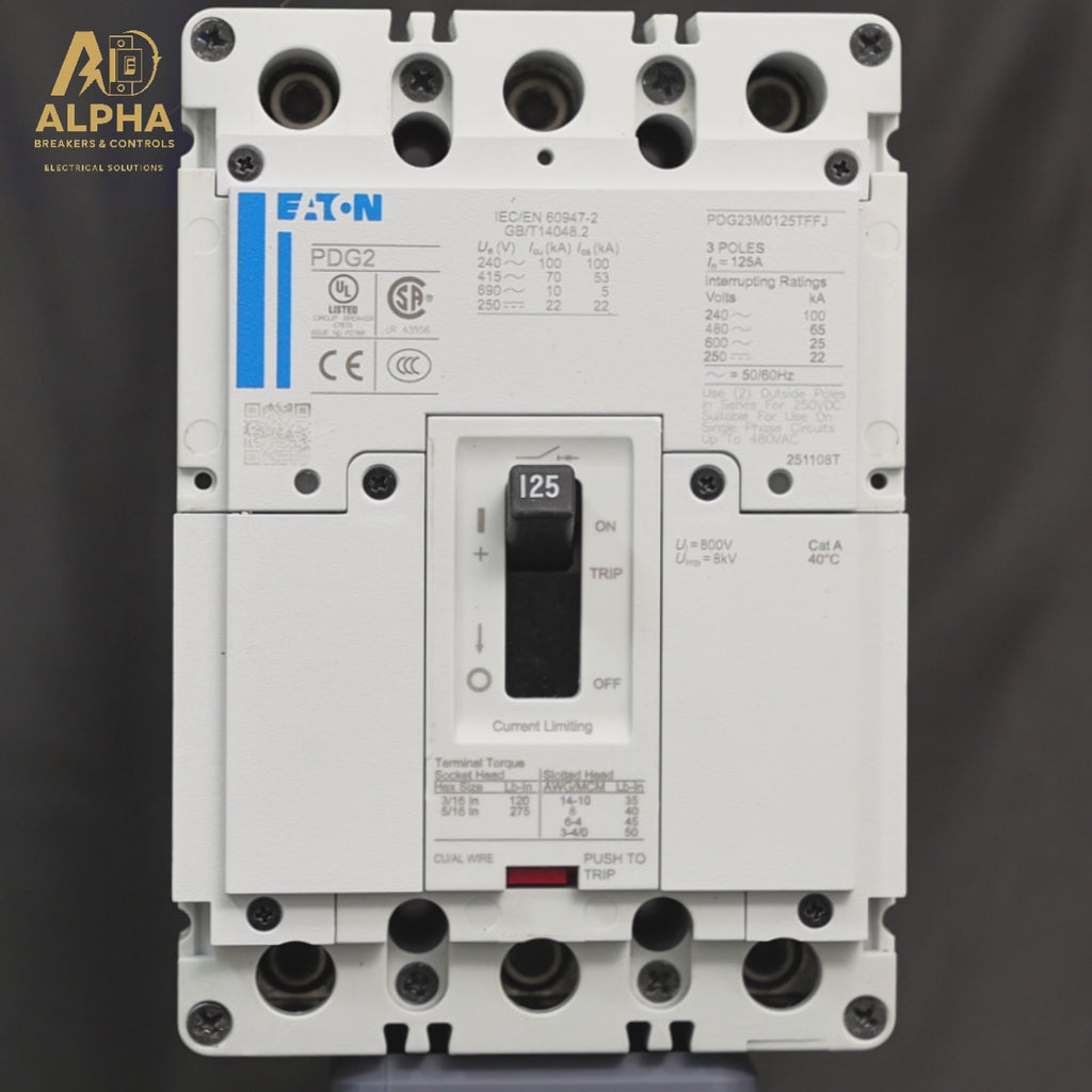 Eaton - PDG23M0125TFFJ 125A 3-Pole 600V Feed-Thru Molded Case Circuit Breaker