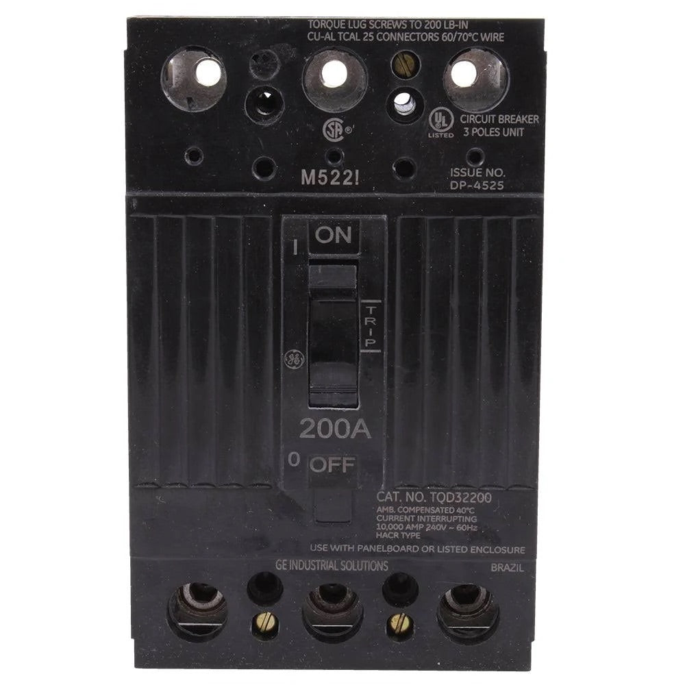 TQD32200WL - GE - Molded Case Circuit Breaker Feed-Thru - 200 Amp - 3 Pole - 240 Volt